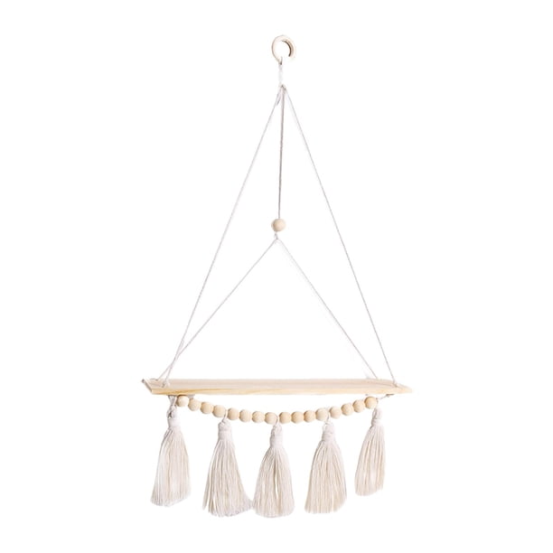 Estante de macramé para colgar en la pared, decoración bohemia, duradero para dormitorio, baño, pared interior, accesorio versátil, fácil de instalar,