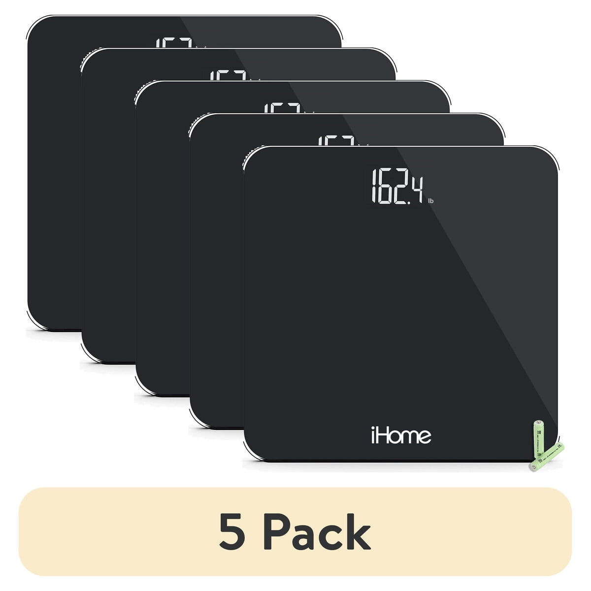 Balanza Digital Baao Ihome 5 Pack 180kg Vidrio Led Negra
