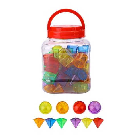 Magideal - 60 Piezas De Formas 3D, Formas Geométricas Para Niños, Juegos Sensoriales, Manipuladores, Bloques Transparentes, Sólidos Geométricos Para Niños Y Niña