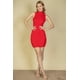 thumbnail image 2 of Saronite Vestido Corto Ajustado sin Mangas con Cuello Alto y Canalé Basics, Rojo (para Mujer), 2 of 5