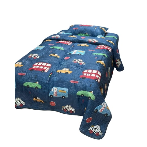 Genérico - Quilt Cubrecama De Verano Plaza Y Media Infantil Azul 07