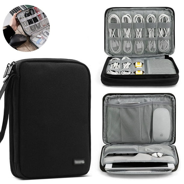 1 organizador de dispositivos electrónicos de viaje, bolsa organizadora de cables portátil para guardar accesorios electrónicos, estuche para cable, teléfono, cargador y unidad flash.