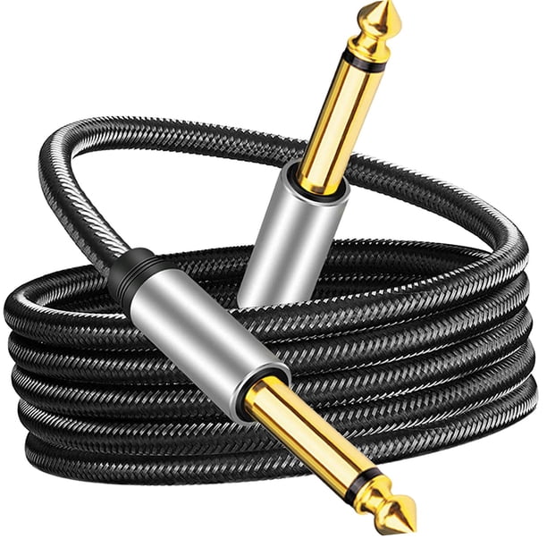 Cable de instrumento de 6,35 mm, cables de de guitarra Cable TS de 1/4 pulgadas trenzado desequilibrado para amplificador de , 1 M 1M
