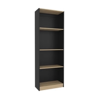 Fm Furniture - Estante Organizador 3 Niveles 180,6X62,8X29,9 Cm Negro Y Café Claro
