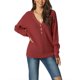 thumbnail image 1 of INSPIRE CHIC Suéter de Mujer de Manga Larga con Cuello en V y Botones, Tejido de Punto Acanalado, Jersey Casual Talla M Rojo Vino, 1 of 6