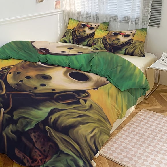 Jason Voorhees Print Bedding Set Pattern Duvet Cove Set 3 Pieces 1 Quilt Cover And 2 Pillowcases for Women Men Teens