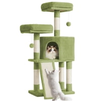 Rascador Cat Tree Feandrea Cat Tower Plush Para Condominios, Color Verde