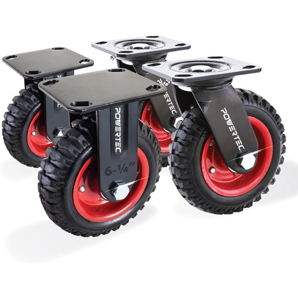 Juego de 4 unidades de goma resistente Caster Wheels POWERTEC de 6 pulgadas