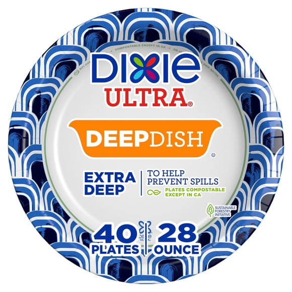 Platos de Papel Dixie Ultra Profundos 40 Unidades 828 ml
