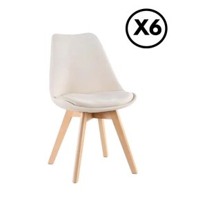 Moadchile - Pack 6 Sillas Tulip Velvet Terciopelo Acolchadas Beige