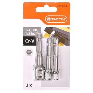 Tactix - Set Adaptadores Para Dado 1 4 3 8 1 2 Con Toma De 1 4