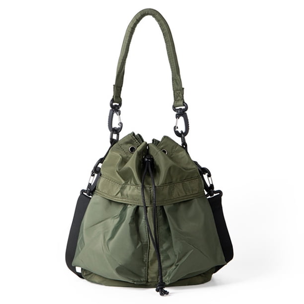 Bolso de hombro para mujer, pequeño, tipo cubo, de nailon, tipo tote, informal, tipo hobo.