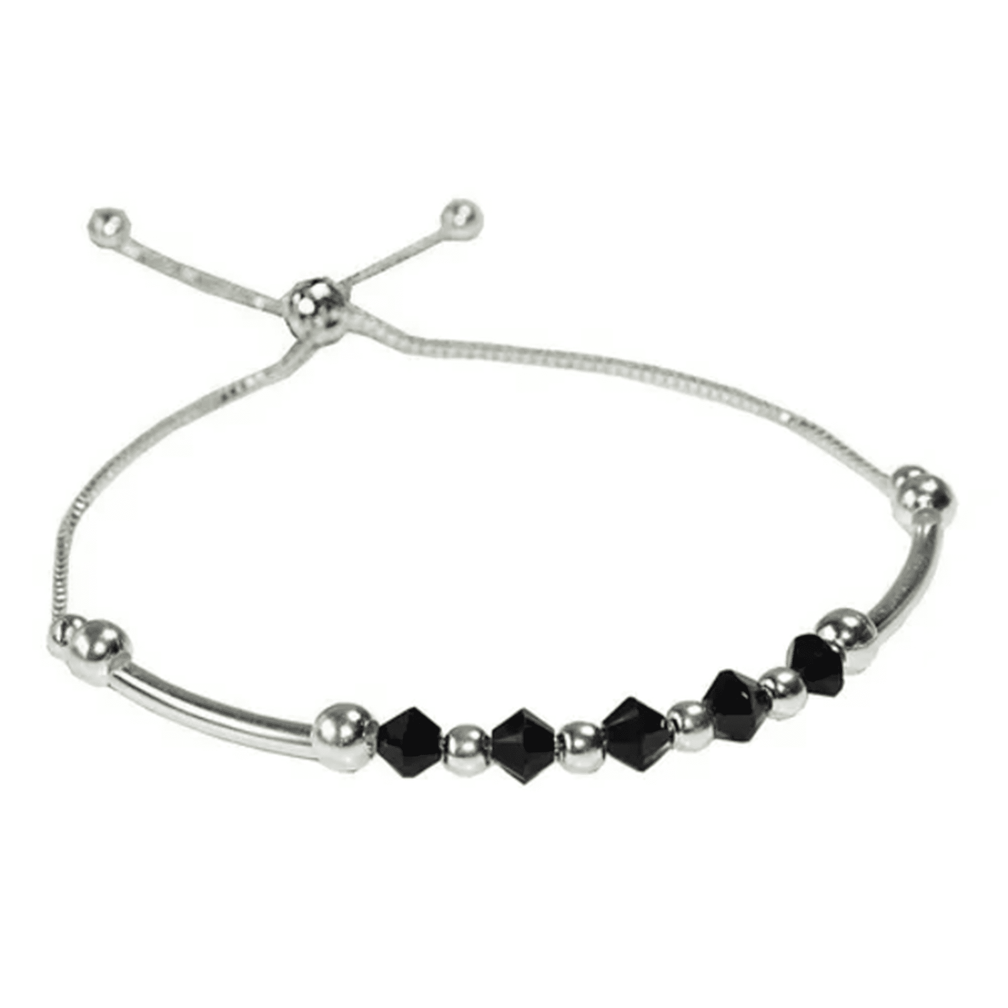 Genérico - Pulsera Ajustable Plata Cristales Dark