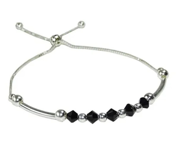 Genérico - Pulsera Ajustable Plata Cristales Dark