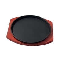 Magideal - Plato De Hierro Fundido Con Base De Madera/Sartén Para Asar Y Redonda De Tamaño Personal/Para Uso Doméstico En , 21Cm