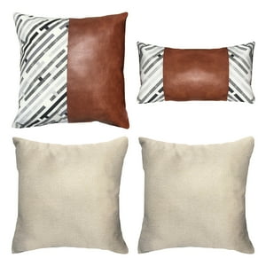 Elizabeth Peper - Pack 4 Cojines Decorativos Ecocuero Negro Cafe 45X45