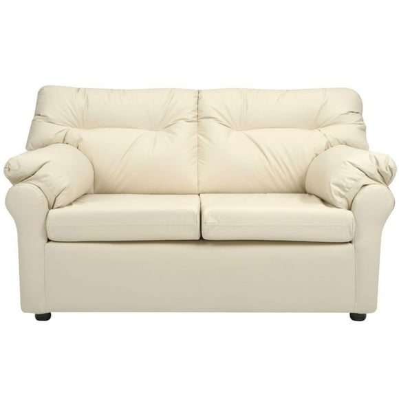 Sofá América 2 Cuerpos Cuero Sintético Beige