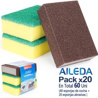 Kit Aileda 2 Esponja Lisa Multiuso + 1 Esponja Mágica Cocina 20 Empaques
