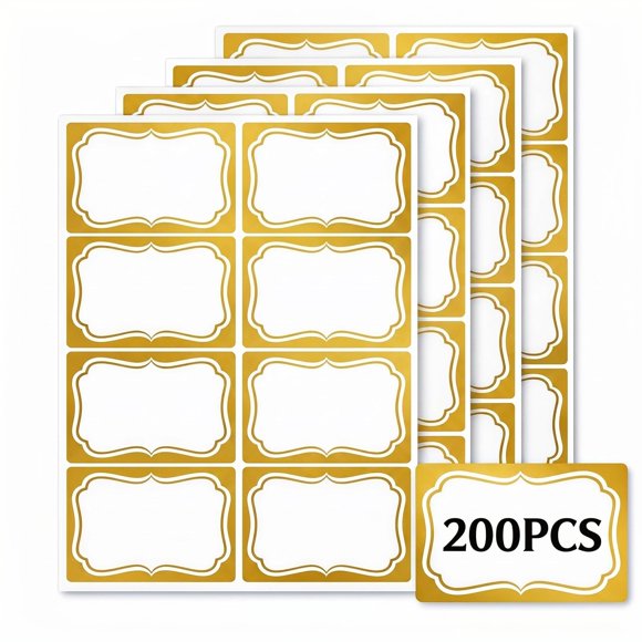 Etiquetas adhesivas para tarjetas de nombre ARTFLY 2x3 pulgadas, paquete de 200 unidades doradas