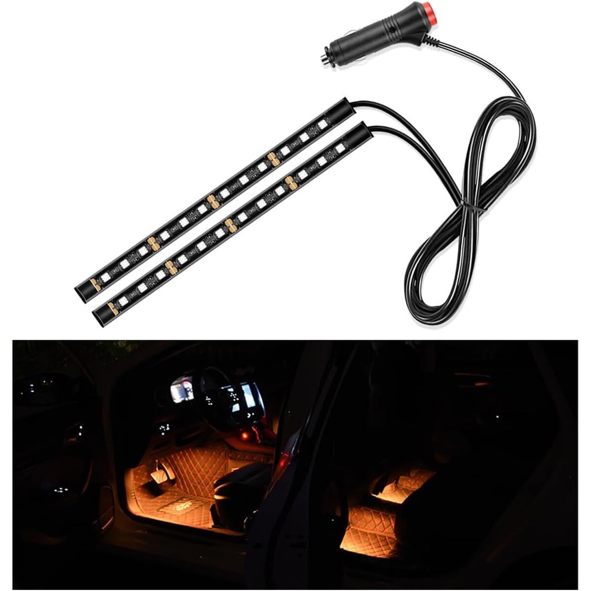 Luz Led Tira 24 Led Yourkar Naranja Interior Auto 12v
