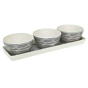 Decogreen - Set 3 Bowls Con Bandeja Rayas