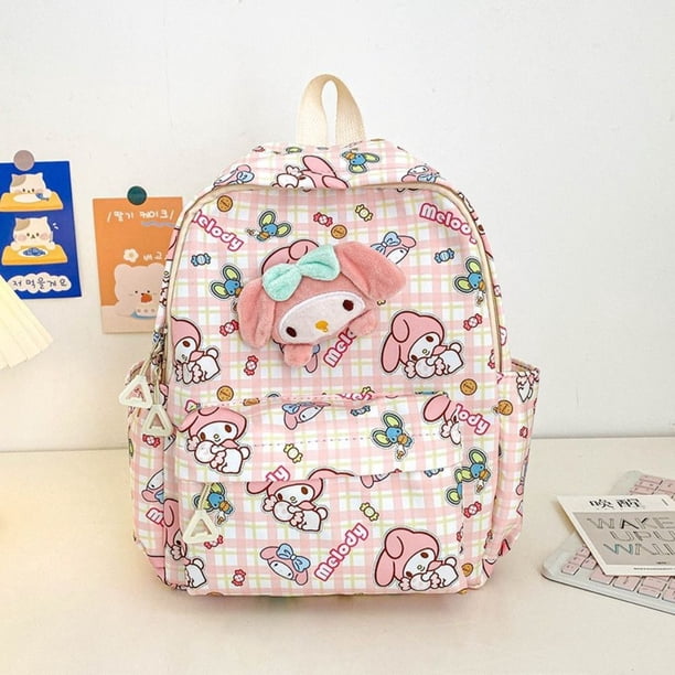 High Quality Canvas School Backpack Cute Pattern Portable Schoolbag Large Capacity Cartoon Print Travel Bag