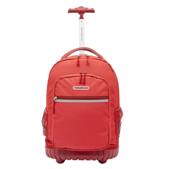 Mochila con ruedas Travelers Club roja resistente al agua de 18 pulgadas
