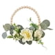 thumbnail image 3 of Corona De Cuentas De Madera Rústica Con Flores Guirnalda De Puerta Delantera Decoración Interior Amarillo, 3 of 5