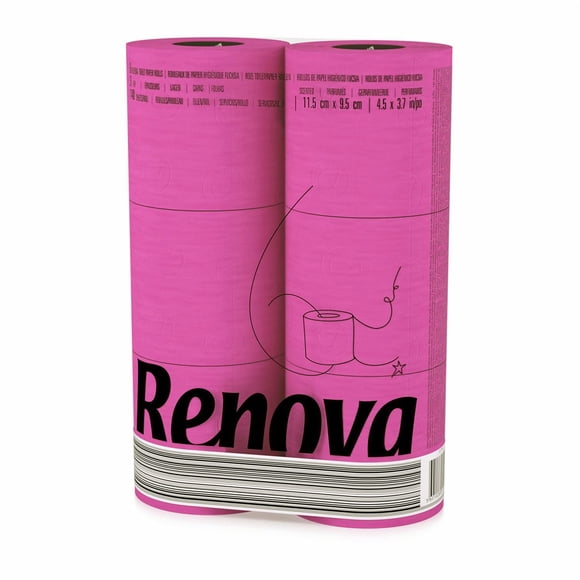 Papel higiénico Renova Pink, 3 capas, 6 rollos, 140 hojas