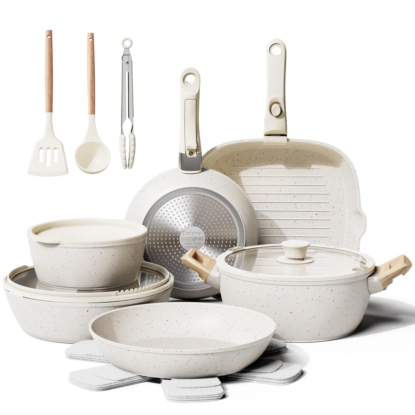Set De Utensilios De Cocina Bazova, 19 Unidades, Antiadherentes, Cerámica De Inducción