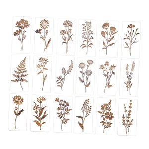Magideal - 18 Piezas Plantillas De Pintura Plantillas Florales Y De Hojas Plantillas Reutilizables Para Manualidades Plantillas De Dibujo Para Arte Botánico Plan