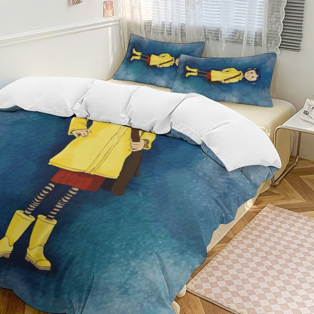 Wtercolor Blue Coraline Comforter Set Soft 3 Pcs Twin Bedding Sets Thicken for All Season