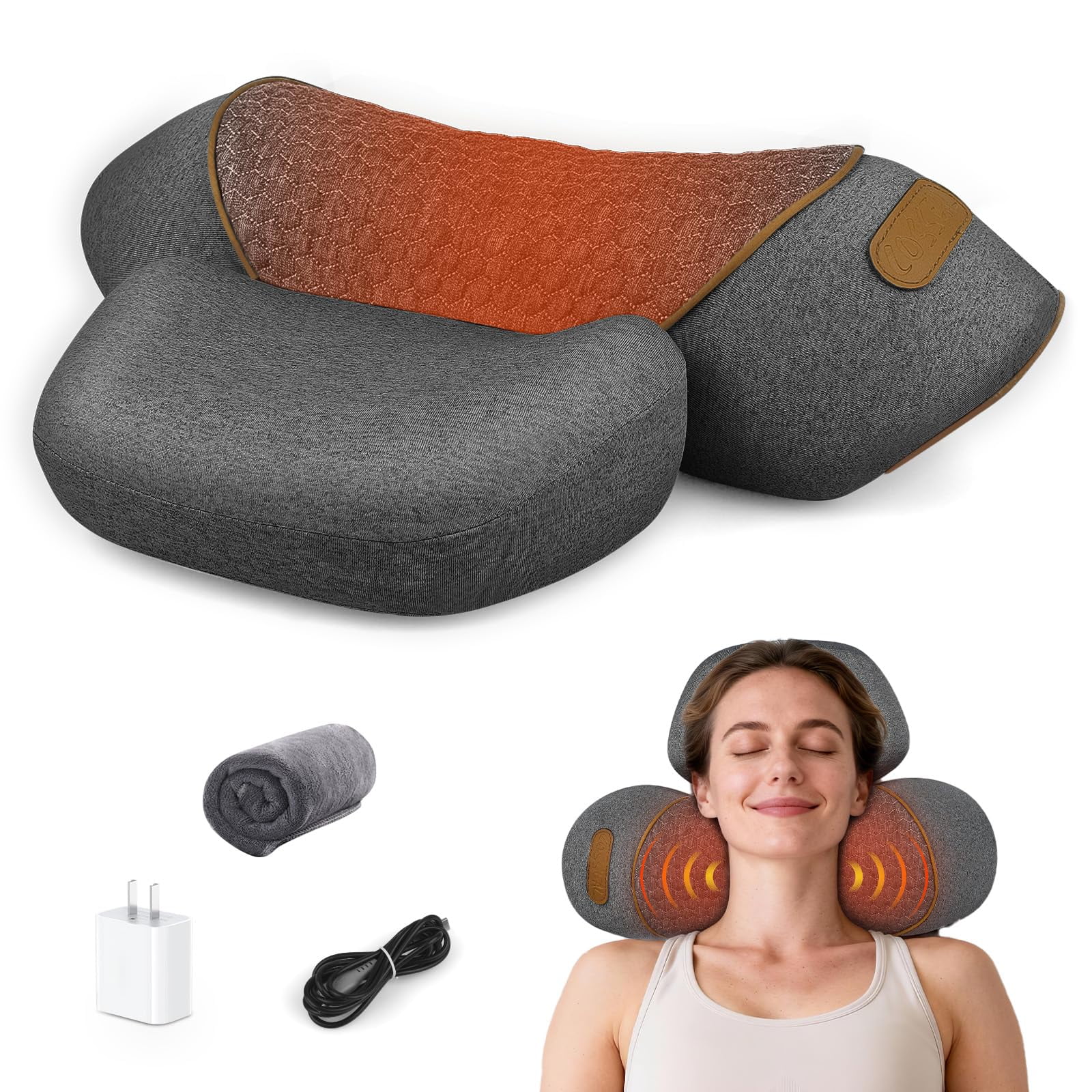 Almohada Masajeadora De Cuello Lifiora 3 En 1 Con Calor Y Tracción Cervical