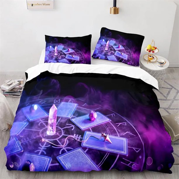 Boho Sun and Moon Duvet Cover Mysterious Astrology Bedding Set Microfiber Witch Wiccan Fortune-Telling Tarot Cards Quilt Cover