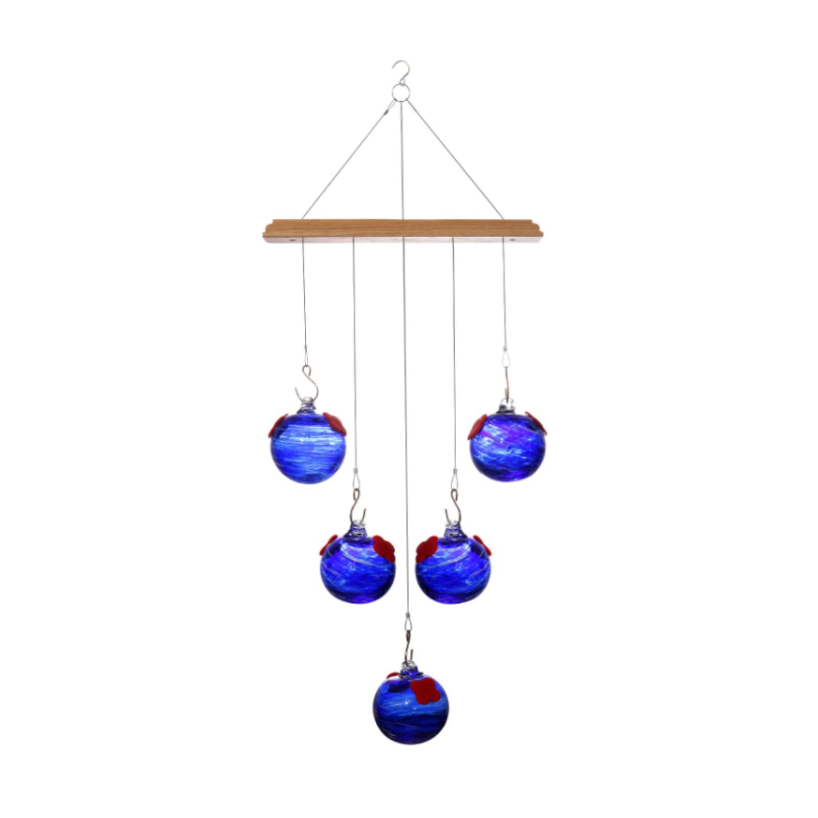 Comedero Colgante Para Pájaros, Ideal Para Mujeres Y Hombres, Con Carillón De Viento Y Comedero Para Colibríes, Color Azul Oscuro.