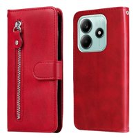Gangxun - Funda Con Cremallera Para Xiaomi Poco M7 Pro 5G, Carcasa Cartera De Cuero Pu Con Soporte Y Tarjetero