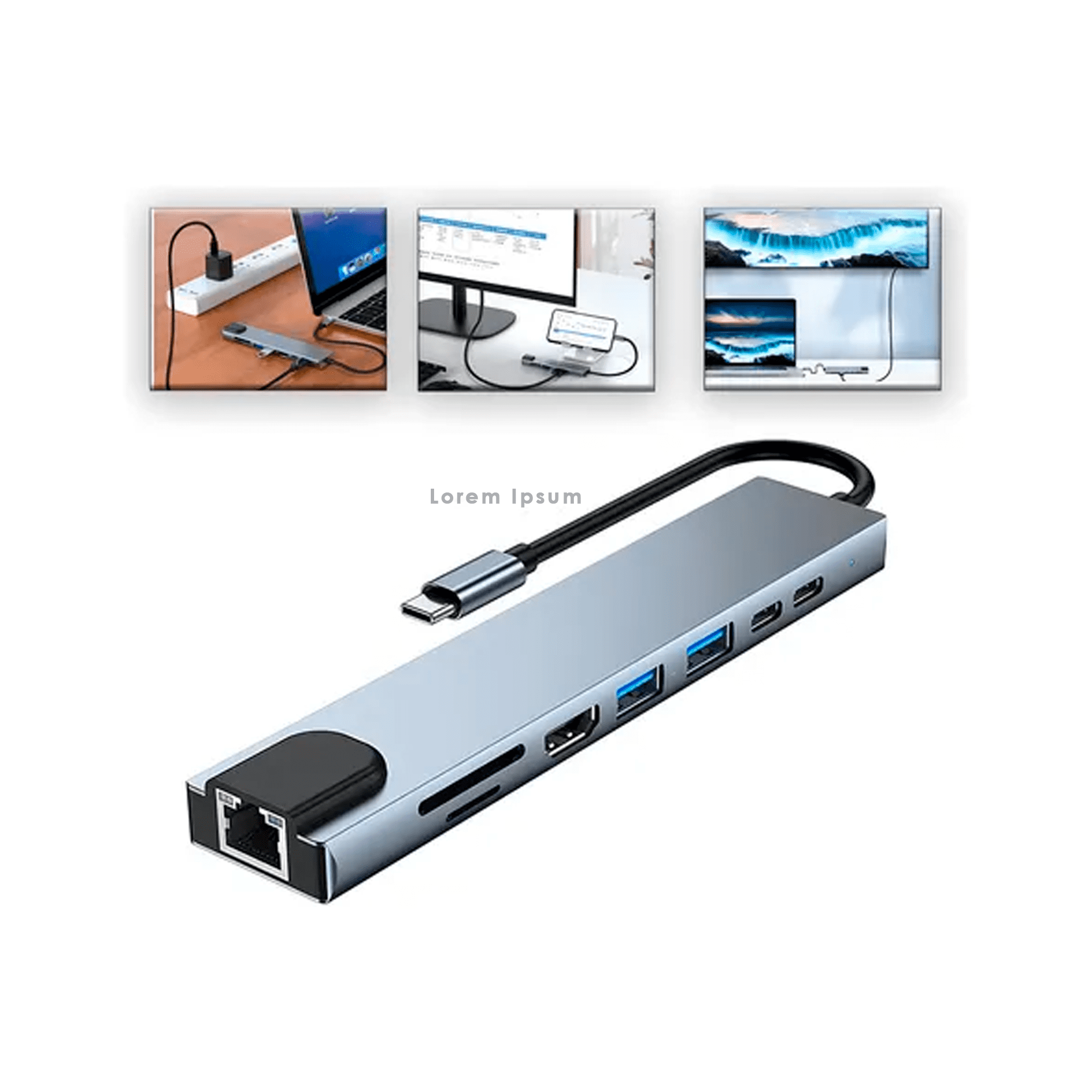 Genérico - Adaptador Hub Para Macbook Air M1 M2 8 En 1 Usb-c Hdmi 4k