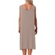 thumbnail image 3 of INSPIRE CHIC Vestido largo de dormir de algodón para mujer con bolsillos, suave, sin mangas, cuello redondo, camisón, ropa de estar, L Beige, 3 of 6