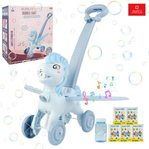 Anikids - Lanza Burbujas Juguete Niños Niñas Carrito Unicornio Azul Azul