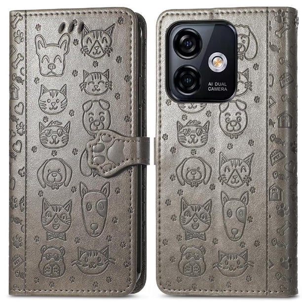 Funda Cartera FOXDOCK para Ulefone Note 18 Ultra , Flip PU con Relieve de Gatos y Perros, Tarjetero y Soporte