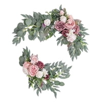 Magideal - Corona De Flores Con Arco De Boda De Rosas, Guirnalda Floral Artificial Decorativa Con Hojas Verdes Para La Decoración Del Hogar De La Boda De La Pare , Opción 5G
