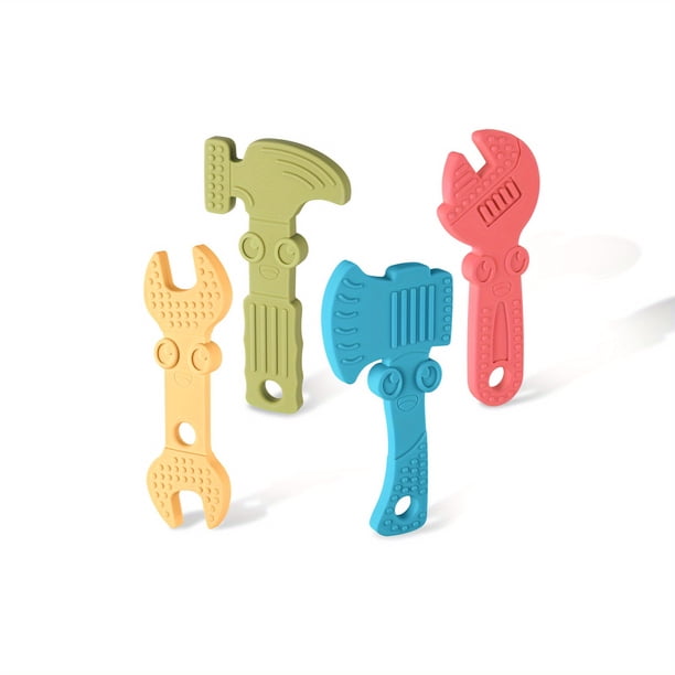 Keep Your Little One Entertained with 4pcs/set Funny Teething Toys - BPA Free Food Grade Silicone Hammer, Wrench, Spanner, Pliers Tools Shape - Cute and Playful Baby Products