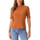 thumbnail image 1 of INSPIRE CHIC Camisetas de media manga para mujeres Regreso a clases Cuello alto Blusas casuales sólidas elásticas suaves de longitud hasta el codo M Naranja oscuro, 1 of 6