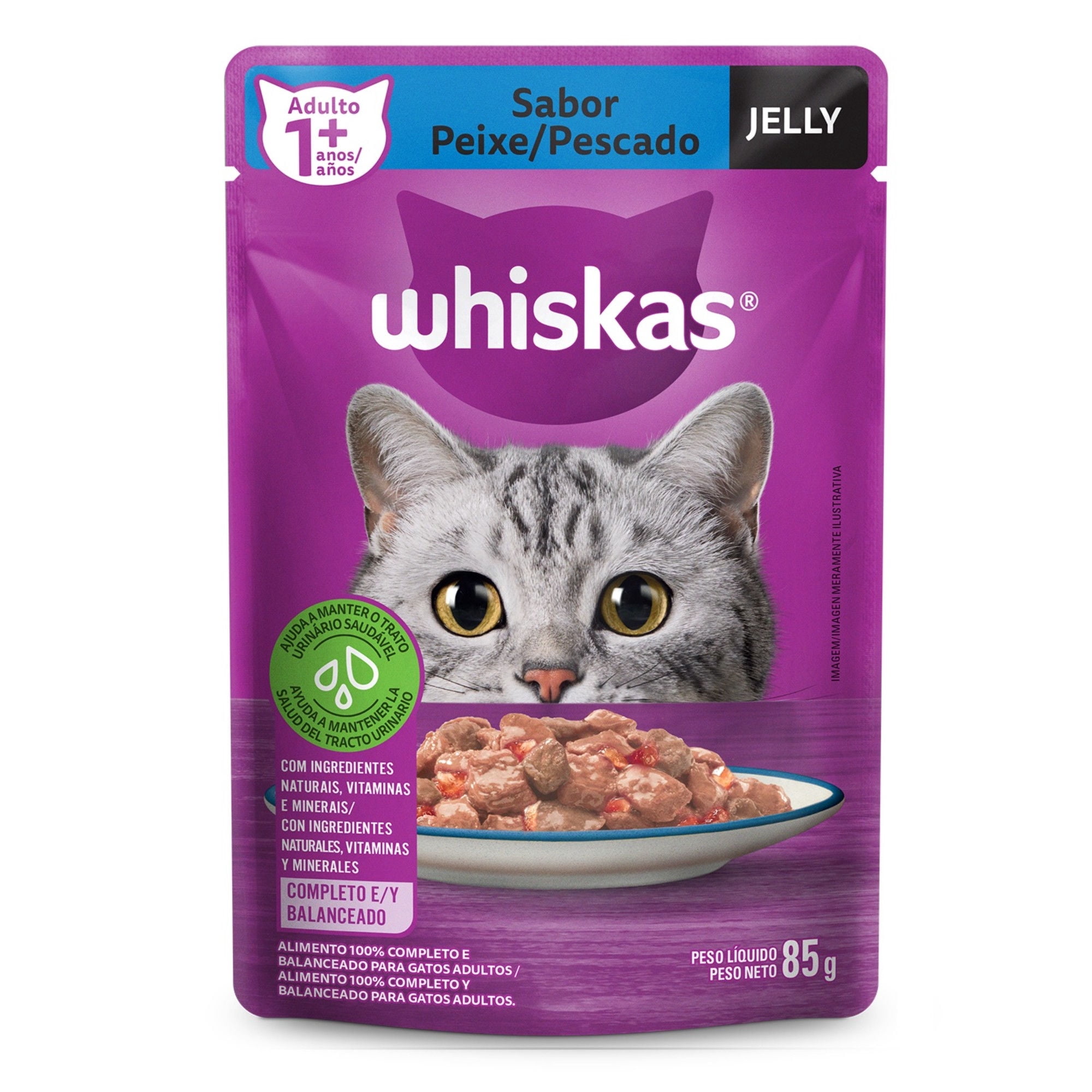 Alimento Húmedo Gato Adulto Jelly Sabor Pescado Pouch 85 g Whiskas