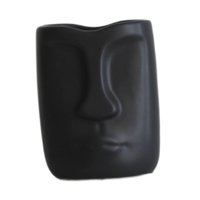 Bothyi - Jarrón De Cerámica Con Rostro Humano, Práctica Decoración Del Hogar Para Gabinete, Sala De Estar, Dormitorio, 10Cmx13Cm, Negro