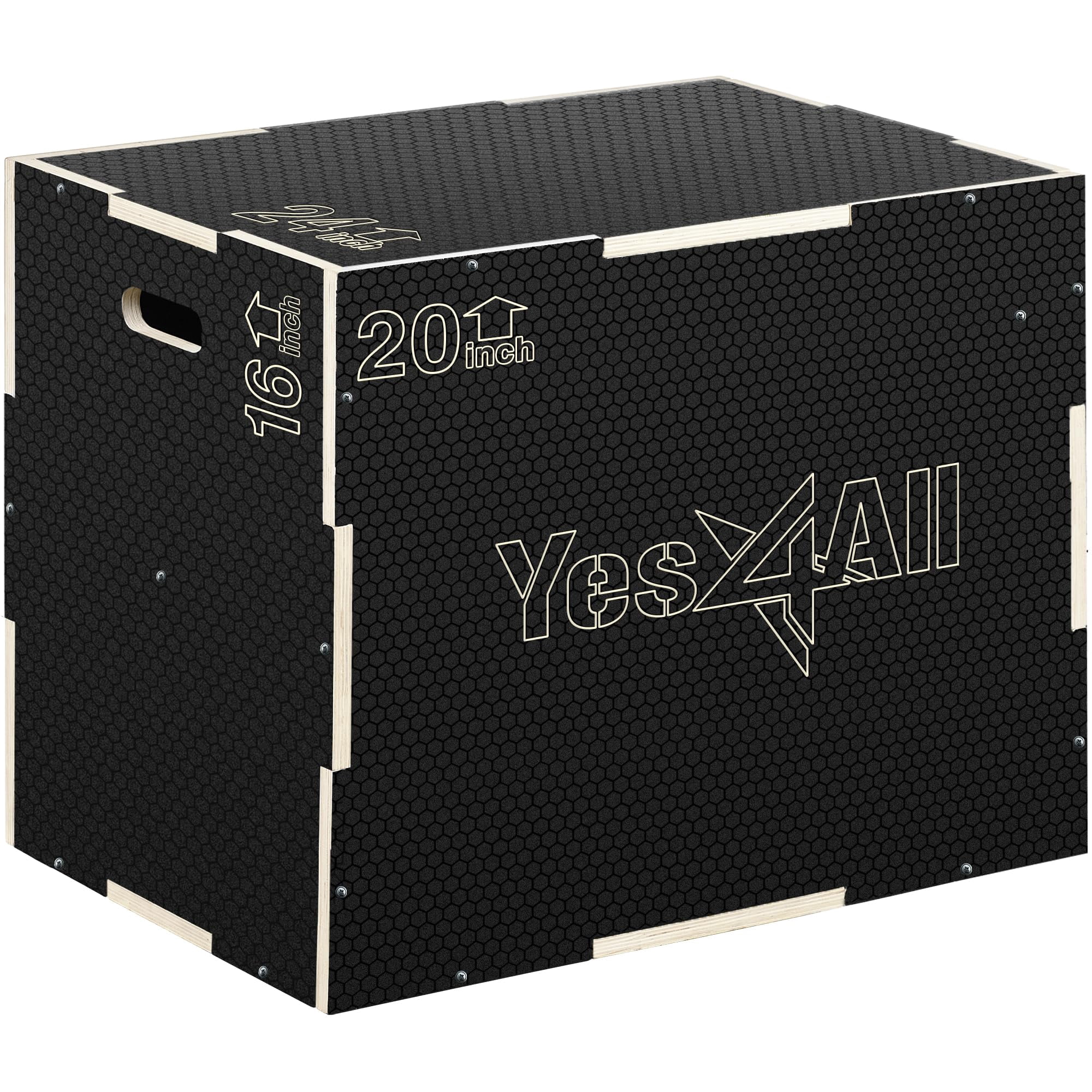 Caja Pliométrica Yes4all 3 En 1 Antideslizante De Madera, Caja De Plástico Negra