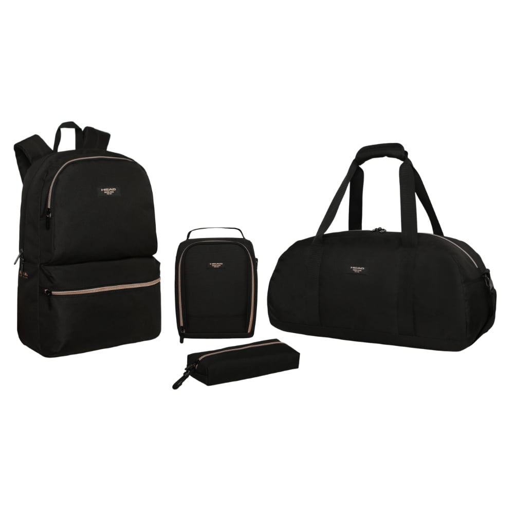 Pack Atomico Escolar Mujer Negro Rose Gold Head