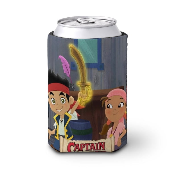 Jake y los Piratas del País de Nunca Jamás Funda enfriadora de latas, aislante de bebidas para mantener frías o calientes, funda térmica plegable para latas, portabebidas reutilizable