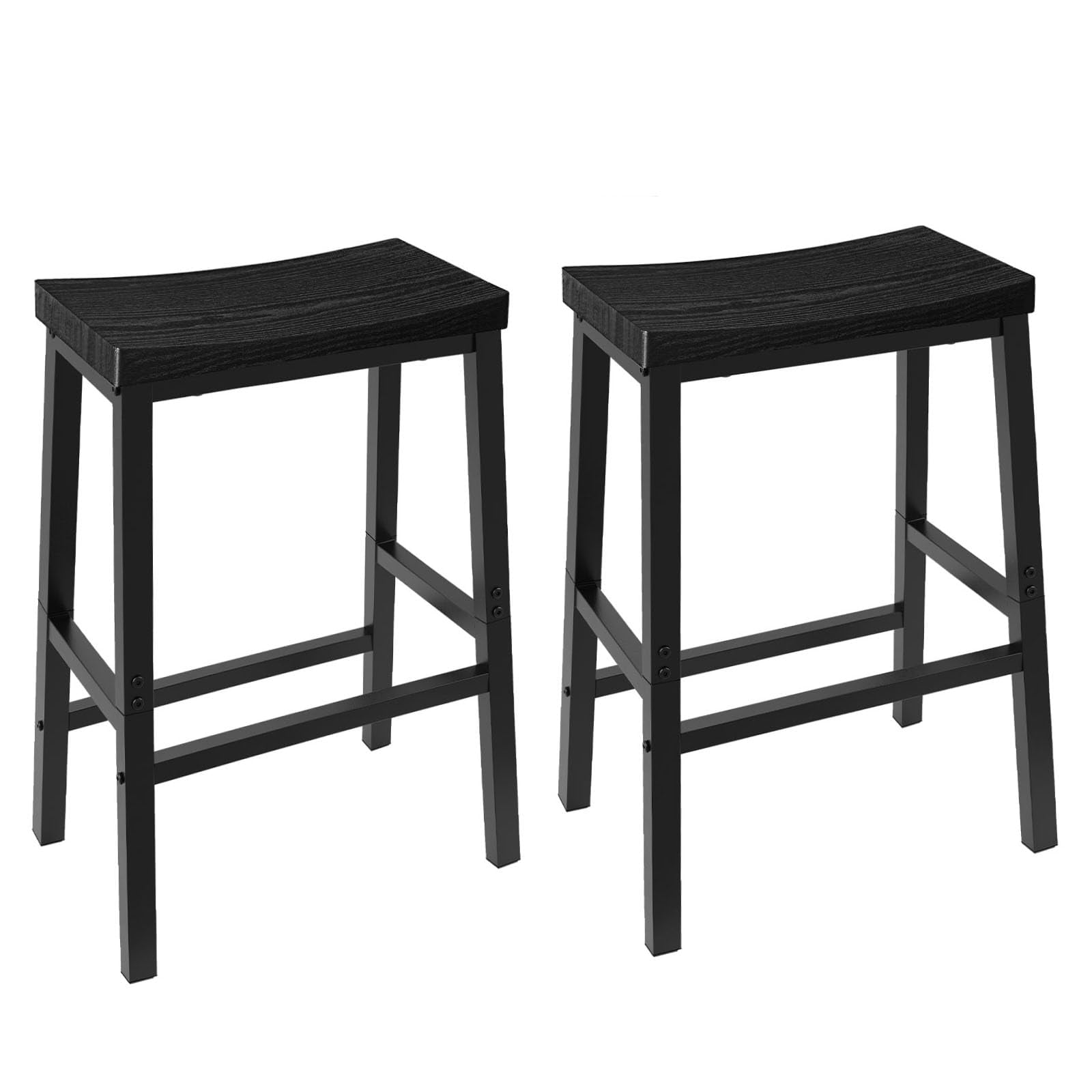 Taburetes De Bar Hoobro Bb02md01, Juego De 2 Sillines De 60 Cm, Color Negro