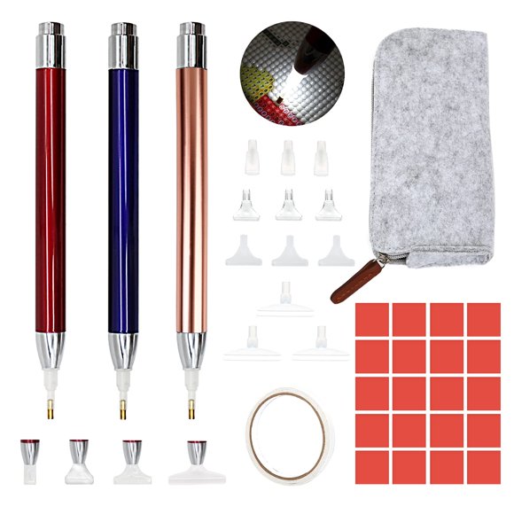 Kit de 12 bolígrafos con LED y puntas de perforación para pintura de diamantes Abodhu